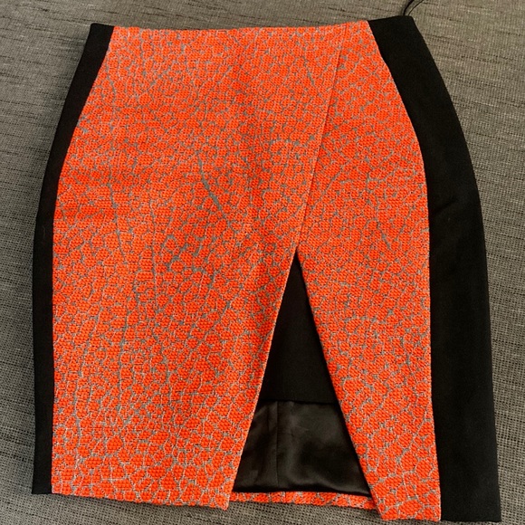 Ted Baker London Pencil Skirt Bright Orange Textured back zip 2 - Picture 2 of 9